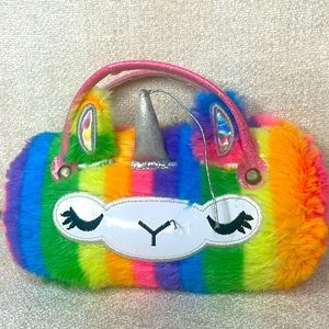Rare Rainbow colored girl's unicorn purse / sunglasses case.